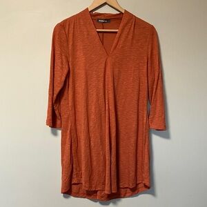 Alembika Women's Orange V-Neck Tunic